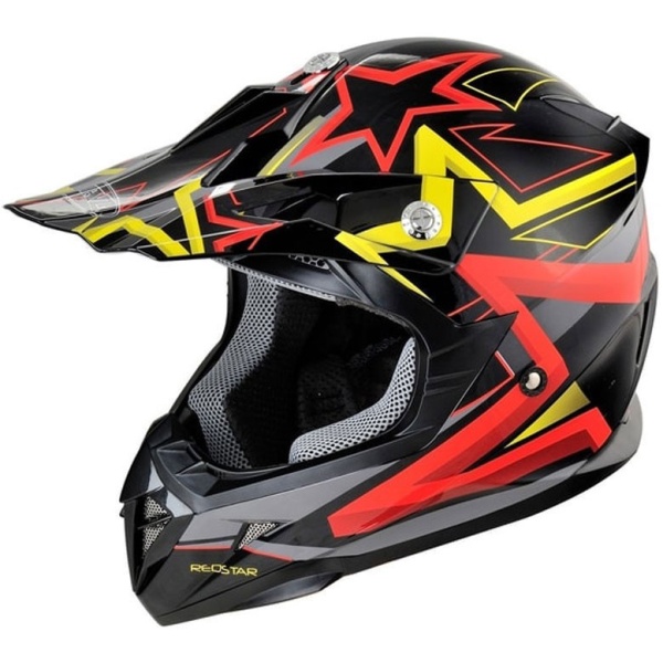 Casca Moto Atv Off-Road Integrala Hecht Stars Design, Material ABS, Multicolor Marime XL 61CM 55915XL